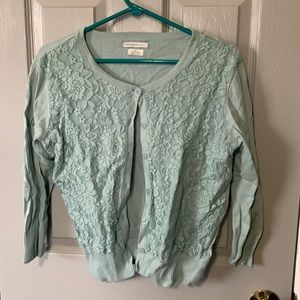 Teal floral cardigan